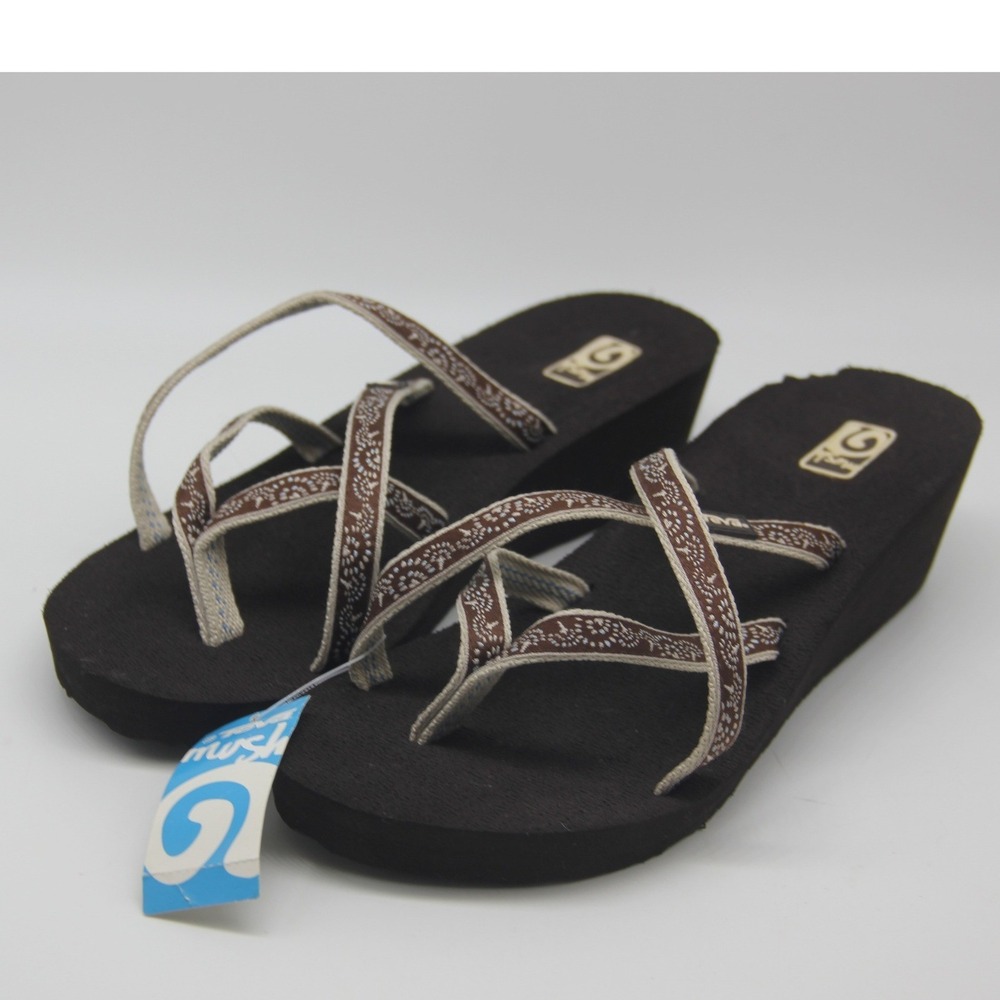 Teva Mush Mandalyn Wedge Flip Flops Womens Size 9 Ola 2 Float Brown Strappy Y2K
